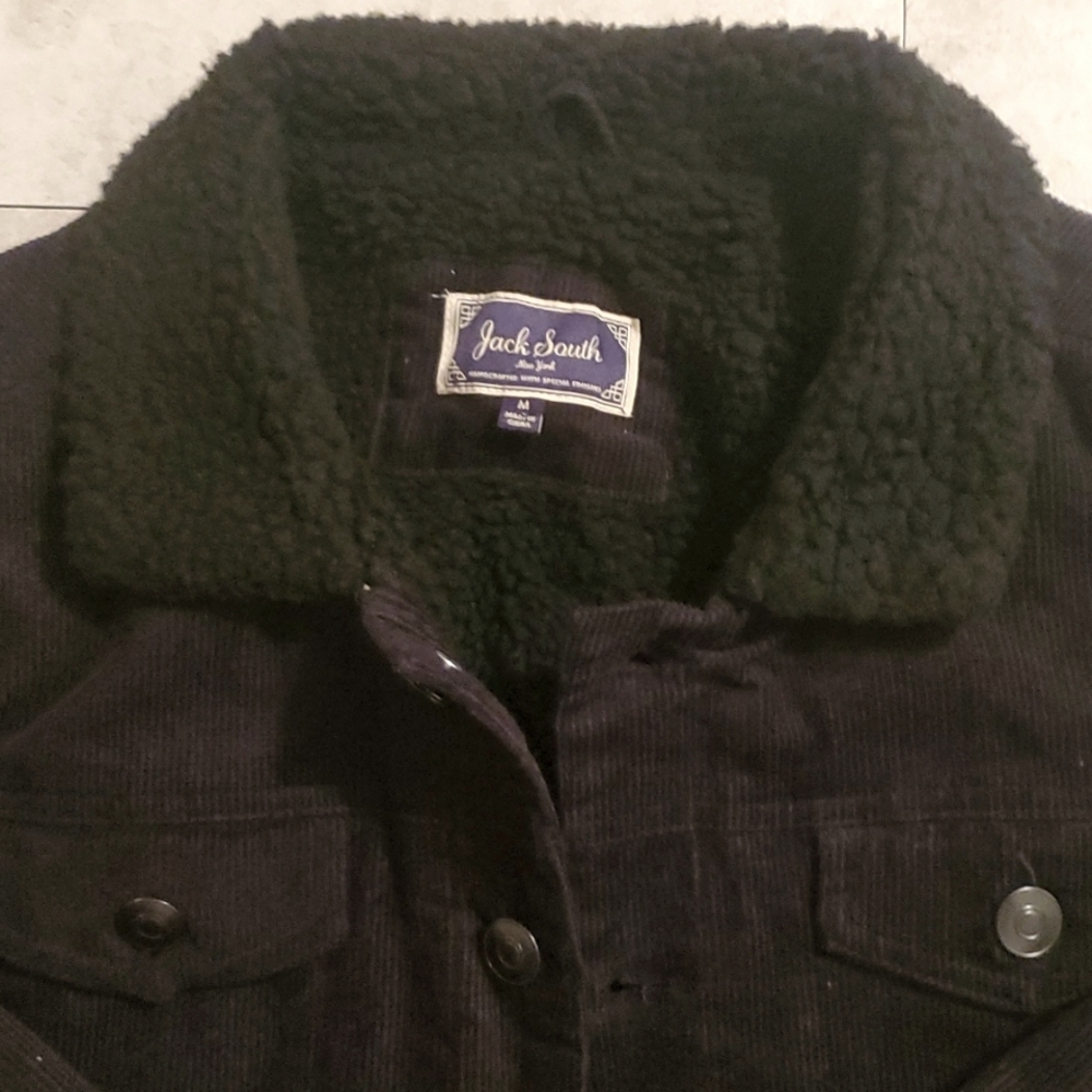 Jack South Black Corduroy Medium Jacket Sherpa Lined